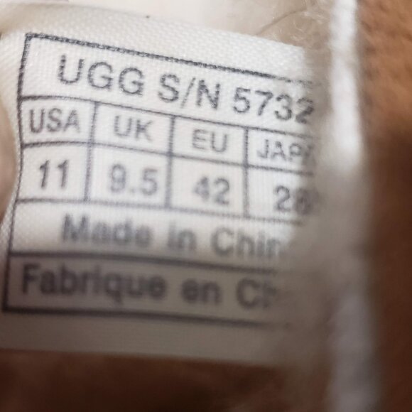 UGG Classic Suede Tan Slip on Moccasin Slippers Sheepkeen Lined 11/ EU 42 - Picture 7 of 12